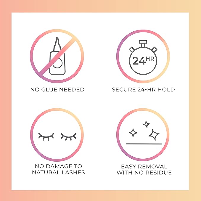 KISS imPRESS Falsies Self Adhesive Eyelashes, Press On Lashes, 12mm-14mm Glam Volume Lashes, Black, No Glue Needed, Invisible Band, 36 Lash Clusters & Non-Stick Applicator - Voluminous