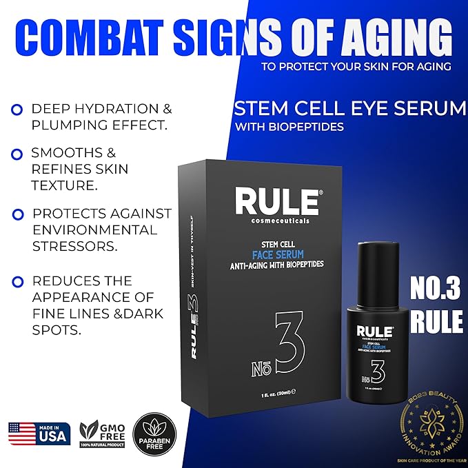 No.3 - Facial Serum with Biopeptides & Apple Stem Cells, Face Serums for Anti Aging, Peptide Serum as Skin Toner and Dark Spot Remover for Face, 30 mL