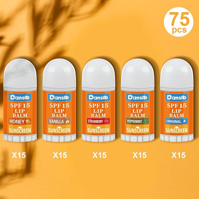 75 Pcs Mini Sunscreen Lip Balms Bulk SPF 15 Lip Balm Sticks Lip Balm Favors with Sunscreen Employee Staff Appreciation Gifts Bulk Team Coworkers Christmas Gifts for Outdoor Travel Beach