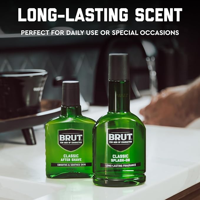Brut Splash-On Original Fragrance - Bold, Masculine Cologne for Men - Long Lasting Mens Fragrance With Spicy Woods, Floral, and Citrus Notes - 3.5 oz