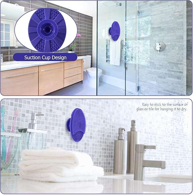 INNERNEED Silicone Face Cleansing Scrubber, Exfoliating Scrub Manual Handheld Facial Brush Blackhead Remover, Food-Grade Soft Bristle (Pack of 4)