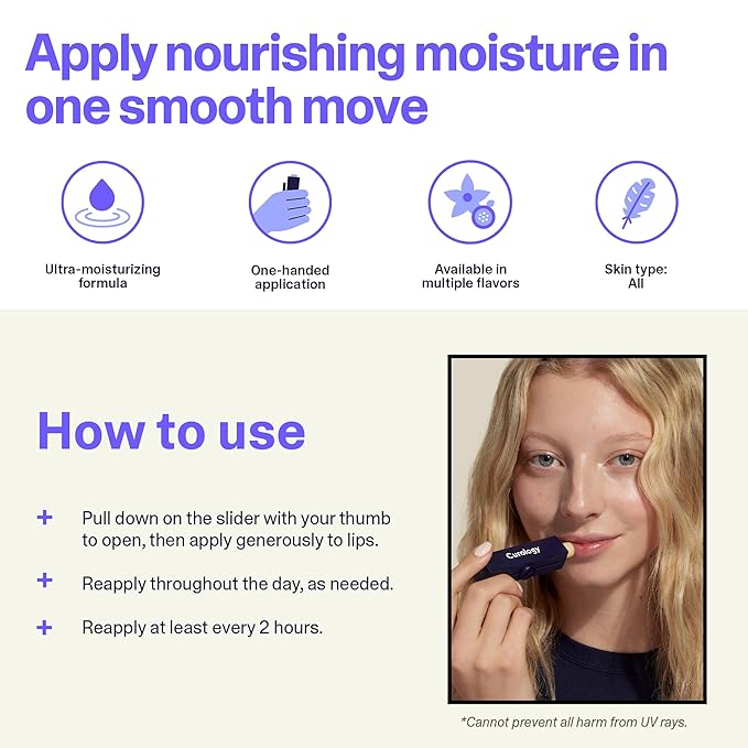 Curology Lip Balm Sunscreen SPF 30, Broad Spectrum Sun Care, Nourishing Hydration for Dry Chapped Lips, Fragrance Free