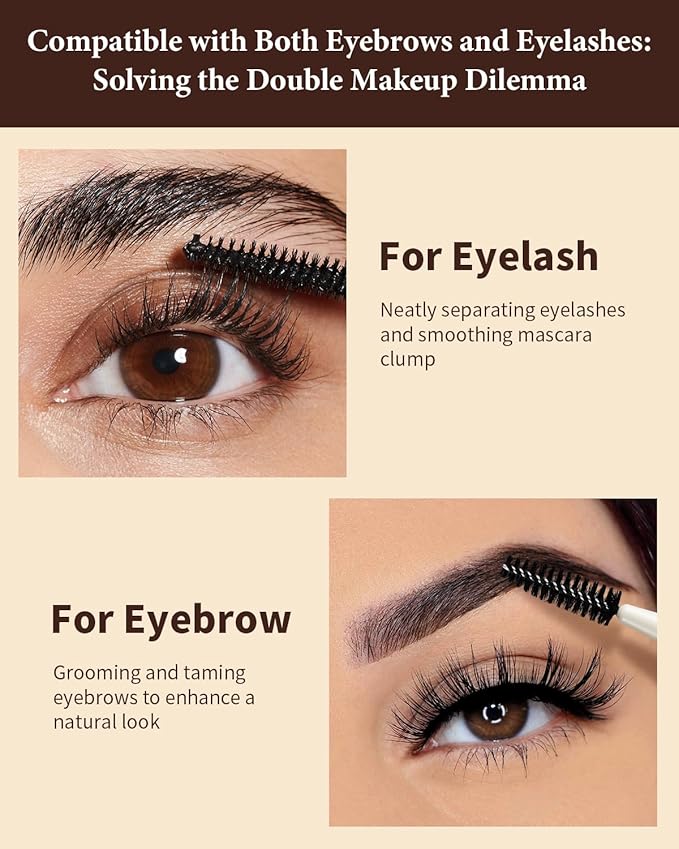 Eyebrow Brush, Dual-ended Angled Eyebrow Brush for Brows or Lashes D108 - Black