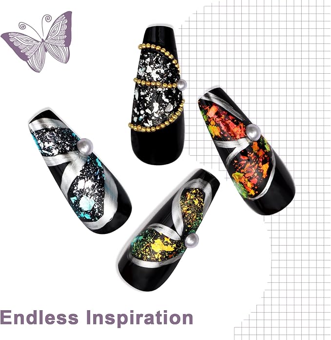 Laza Ice Blue Pearl Chameleon Flakes Nail Glitter Irregular Opal Nail Foil Flakes Chunky Confetti Color-Shift Sequins Iridescent Fairy Dust for Mermaid Nails Design, Nail Decorations for Nail Art