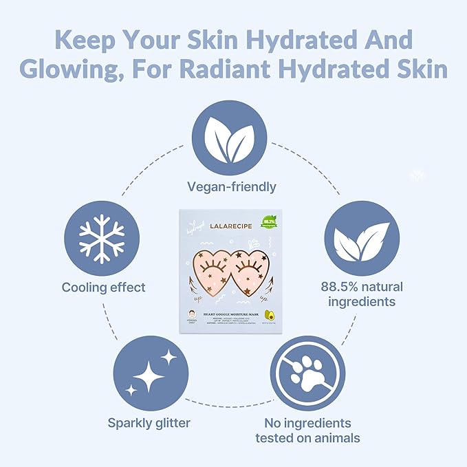 Avocado Heart-Shaped Collagen Under Eye Masks | Brightening Eye Mask Pads w/Hyaluronic Acid & Niacinamide | Hydrogel Depuffing Under Eye Patches for Dark Circles and Puffiness (Pack of 10)