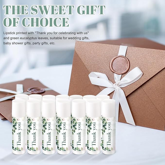 Demissle 40 Pcs Lip Balms with Jasmine Scent and Green Leaves - Moisturizing Gift for Wedding, Baby Shower, Gender Reveal Party