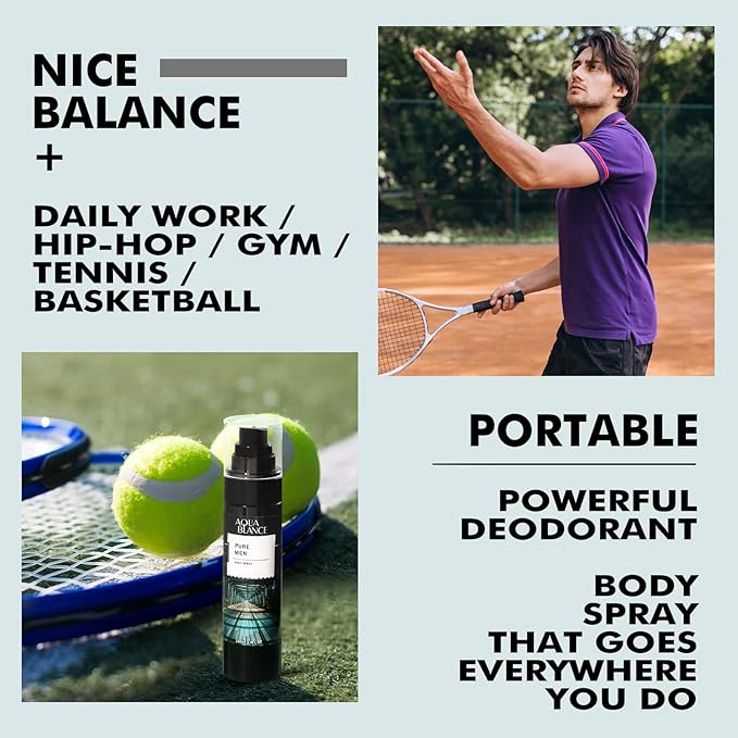 Deodorizing Body Spray for Men, Mens Body Refreshing Spray, Fragrance Mist, Pack of 3, Each 3.4 Fl Oz, Total 10.2 Fl Oz