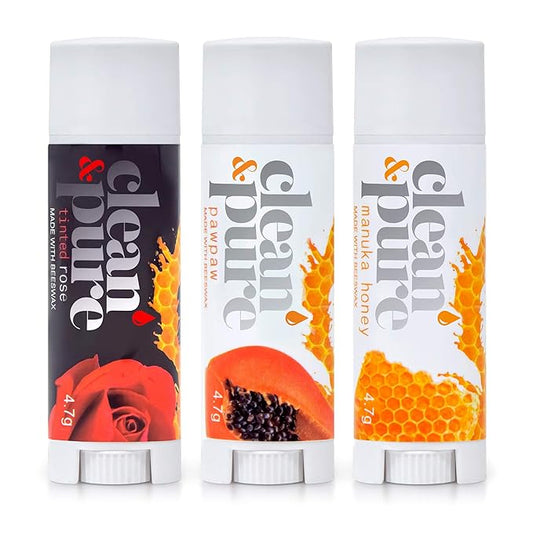 Bee Sweet Lip Balms, 3 Pack | Manuka Honey Beauty Products | Lip Care Set With 100% All Natural Beeswax and Vitamin E Oil | Flavored Lip Balm for Dry, Chapped Lips | Made in Australia