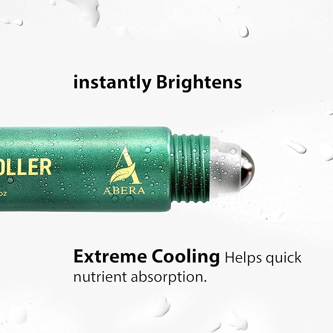 Abera Eye Roller Serum with Mint Essence, Vitamin C and Peptides - Energizing Serum for Dark Circles and Puffiness, Fine Lines Serum, 0.34 fl oz