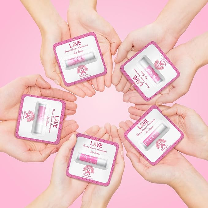 30 Pack Breast Cancer Awareness Favors Bulk Lip Balms Gifts Pink Ribbon Lip Balms Favors Breast Cancer Awareness Month Accessories Support Party Items Decorations for Women Men Survivors
