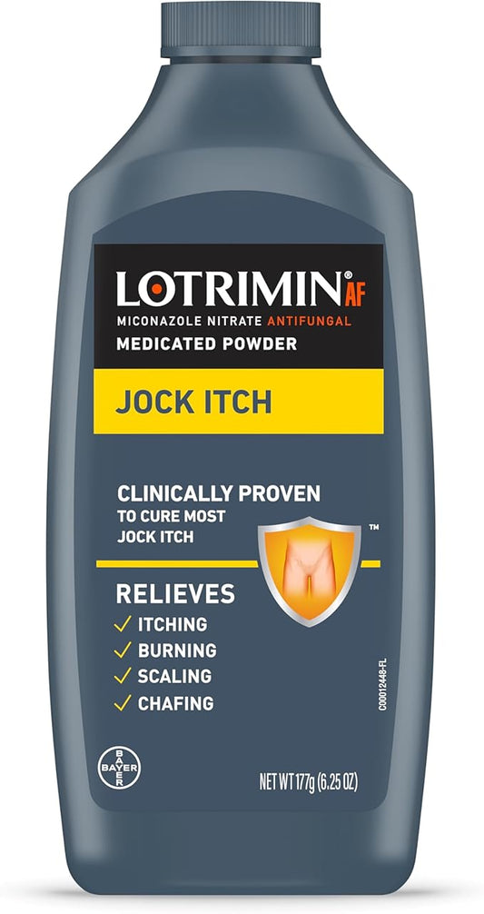 Lotrimin Antifungal Jock Itch Medicated Powder with Miconazole Nitrate, Jock Itch Treatment for Men, Women, and Kids Over The Age of 2, 6.25 oz Bottle