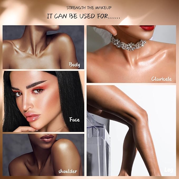 MAEPEOR Shimmer Body Luminizer 5 Colors Moisturizing Glow Illuminator Smooth and Non-sticky Summer Body Highlighter For Face & Body (80ML, 05 Rose Gold)