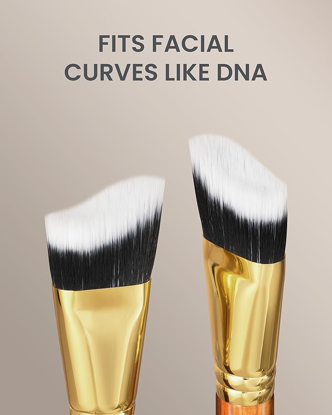 Desert Oak Series Terraced Contour Brush - 27mm Dual-Height Design with 5mm Flat Edge & 22mm Slope for Precision Sculpting, Bubinga & Brass (CM 191)