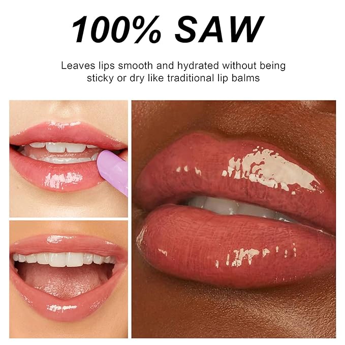 MAEPEOR Nourishing Lip Balm 8 Colors Smooth Moisturizing Lip Glow Gloss Non-Sticky and Long-lasting Hydrating Jelly Lip Balm for Women and Girls (Color 03)