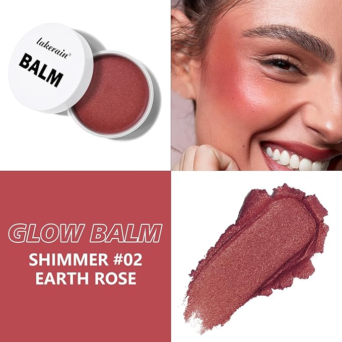KYDA Miracle Glow Balm, Glow Tinted Blush Balm, Multiuse Face Balm for Cheek Lips Eyes, Hydrating Cream Blush, Blendable Lightweight, Shimmer Blusher, Earth Rose, 1.76 oz