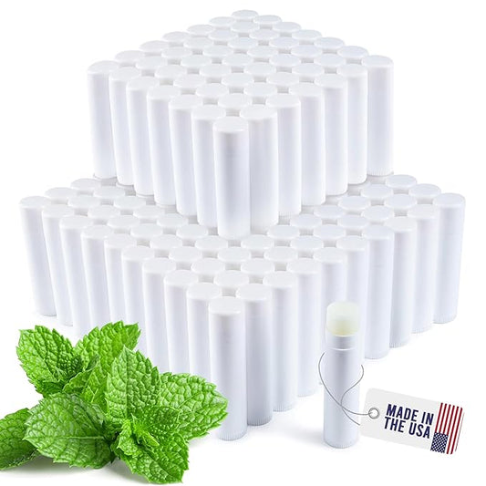 Lip Balm Bulk Unlabeled - Made in USA Bulk Chapstick - Natural Ingredients Vitamin E Shea Butter - Custom Chapstick Bulk For Party & Wedding Favors (150 Count, Peppermint)