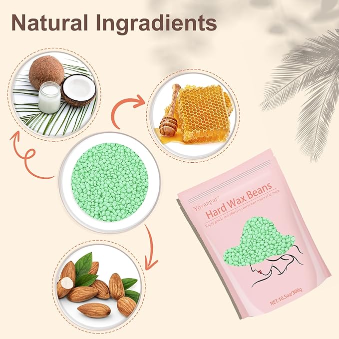 Hard Wax Beads for Hair Removal - 10.5oz Thick Hair Formula for Sensitive Skin, Full Body, Face, Chest, Back, Leg, Bikini Brazilian Waxing - Wax Refill for Women and Men