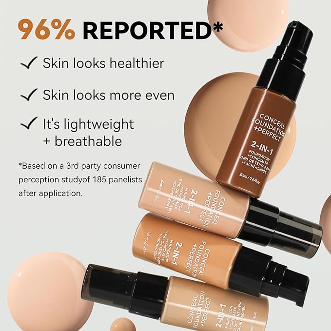 Concealer Full Coverage Foundation for Mature Skin,Oil Control Matte 2 in 1 Concealer liquid Foundation Makeup Waterproof Base De Maquillaje Alta Cobertura-02 Natural