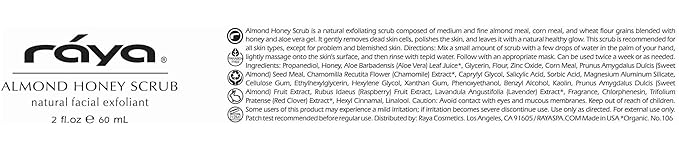 RAYA Almond Honey Facial Scrub (106) | Natural Exfoliating Facial Scrub for Non-Blemished Skin | Polishes, Softens, and Creates a Glowing Complexion