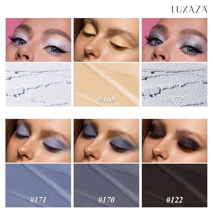 Blue Eyeshadow Stick Makeup 6PCS Set, Metallic Shimmer Matte Cream Eye Shadow Palette Eyeliner Brightener Pencil Crayon - Mermaidcore