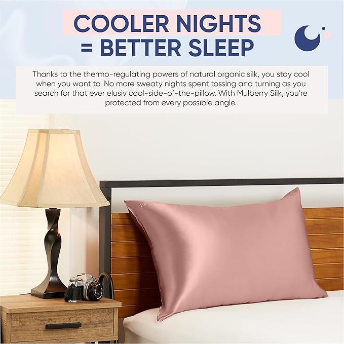 Blissy Silk Pillowcase - 100% Pure Mulberry Silk - 22 Momme 6A High-Grade Fibers - Silk Pillow Cover for Hair & Skin - Regular, Queen & King (Rose Gold, King)