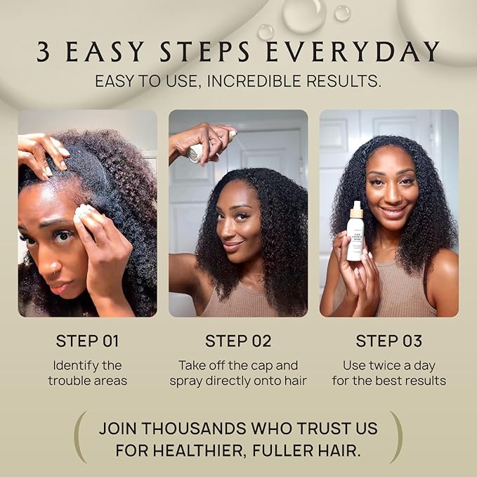 Hair Growth Oil Spray - 100% Pure Ingredients For Non Greasy, Thicker & Stronger Hair - Organic Batana, Castor, Biotin, Saw Palmetto, and Rosemary Oil for Men & Women Scalp - 4 FL OZ