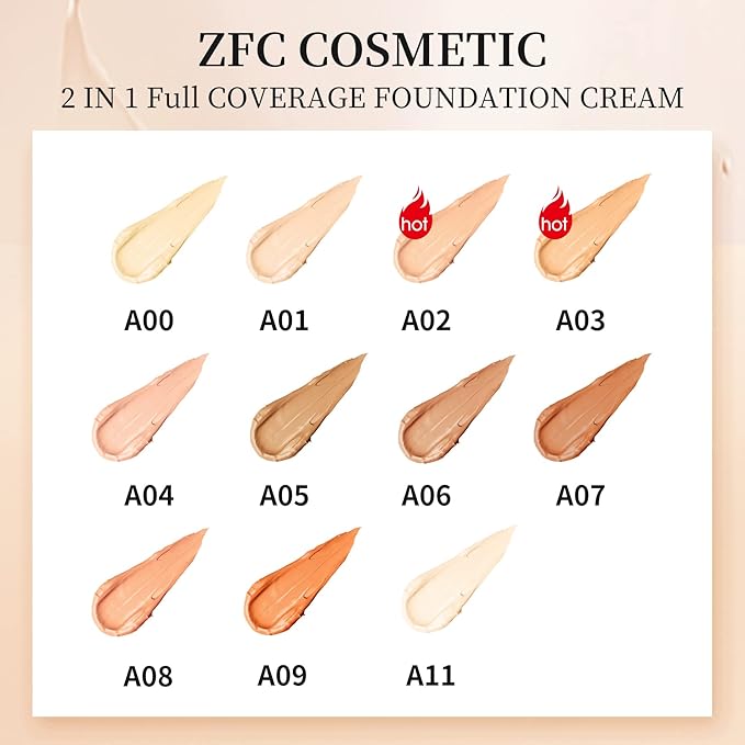 Foundation Makeup Concealer, Medium-to-Full Coverage Foundation Cream, Long Lasting Waterproof Up to 12HR Hybrid Setting Powder