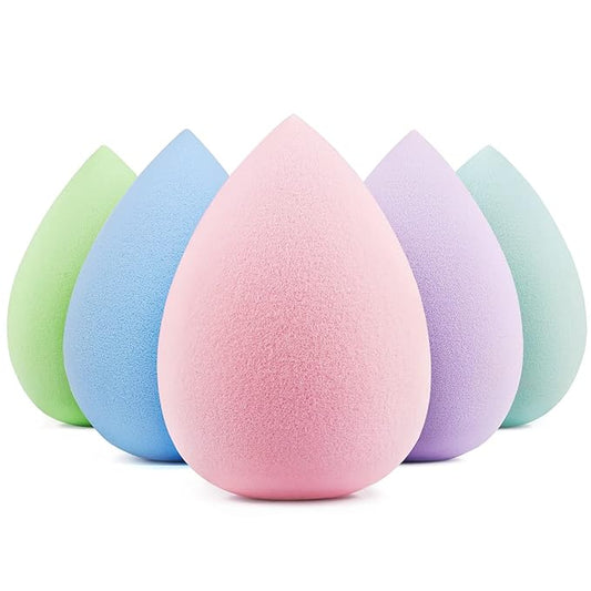 BEAKEY 5 Pcs Makeup Sponge Set, Latex-Free Makeup Sponges for Foundation, Multi-colored Boun Boun Sponges, Flawless for Liquid, Cream, and Powder