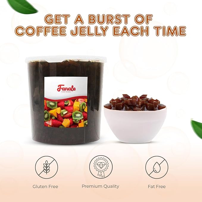 Fanale Coconut Jelly Topping nata de coco for Boba Tea | Ice Cream | Yogurt | Smoothie | Milk Tea | Desserts (Coffee, 7.26 lb) JEL011