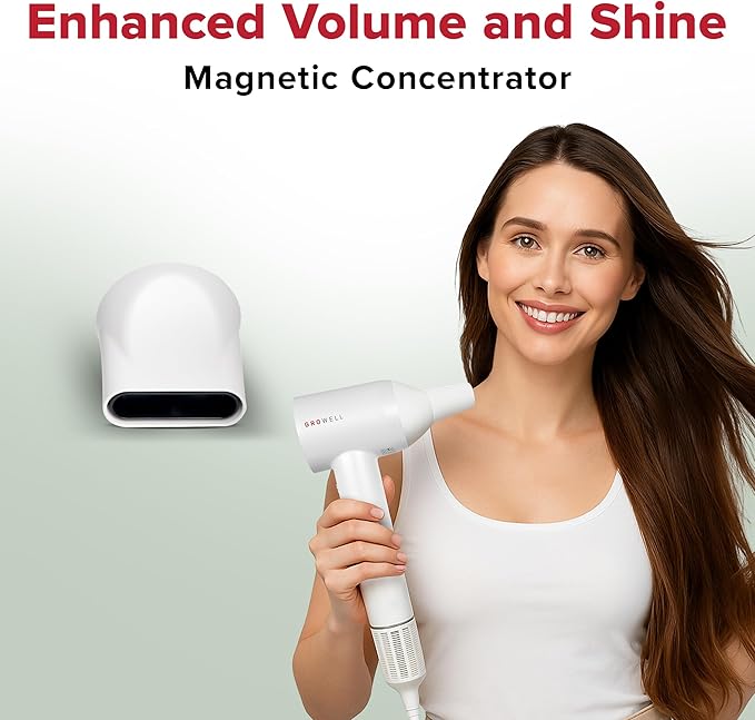 GroWell Ionic Hair Dryer, High-Speed Brushless Motor Professional Blow Dryer for Fast Drying, Low Noise, Lightweight, Compact Hair-Dryer with Diffuser for Curly Hair