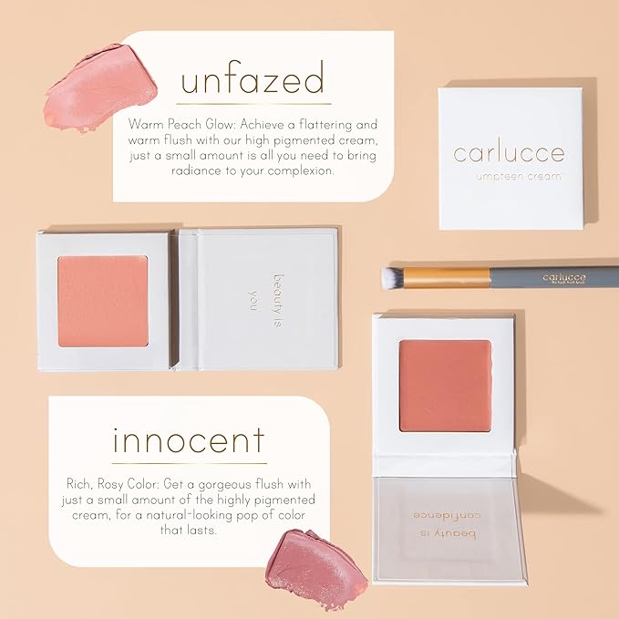 Carlucce Umpteen 3-in-1 Vegan Multi-Use Cream Color Palette - Innocent - Makeup & Skincare in One, High Pigment Formula for Lips, Cheeks & Eye Base