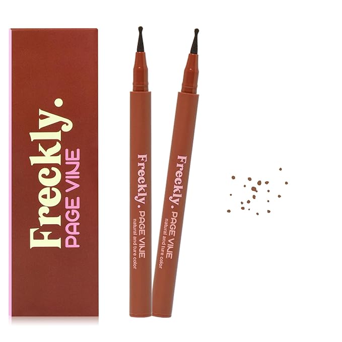 Freckle Pen,2 PCS Faux Freckle Stamp Waterproof,Fake Face Freckles Stain Makeup Long Lasting Quick Dry,Natural Lifelike Soft Dot Freck Pen 2PCS-01 Light
