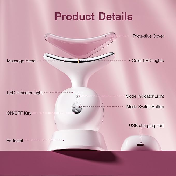 Facial & Neck Massager: Red Light Therapy for Women, Skin Lifting Beauty Device,7 in 1 LED Facial Sculptor Tool for Women's Daily Skincare