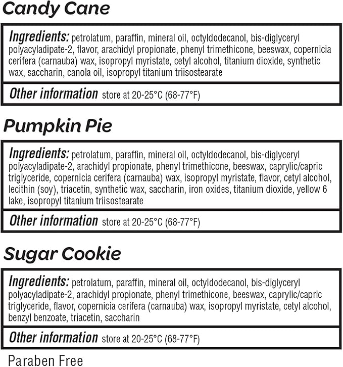 ChapStick Holiday Collection - Candy Cane, Pumpkin Pie & Sugar Cookie Flavors - Blister Pack of 3 Sticks 0.15 Each - Pack of 6 = 18 Sticks, Great Holiday Gift 3 Count (Pack of 6)