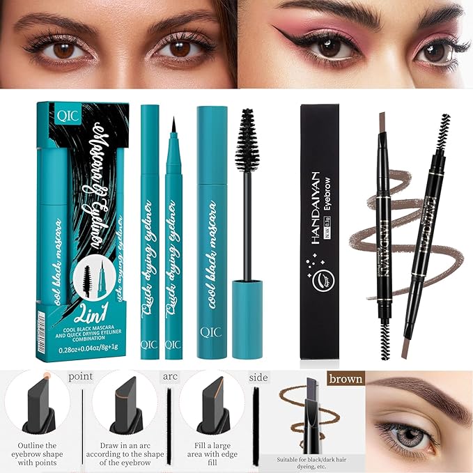 All In One Makeup Kit Full Kit, 3 Pcs Cream Contour Sticks,12 Colors Eyeshadow Palette,Full Coverage Foundation, 6 Colors Lipstick Set, Waterproof Eyeliner and Mascara(102# Nude)