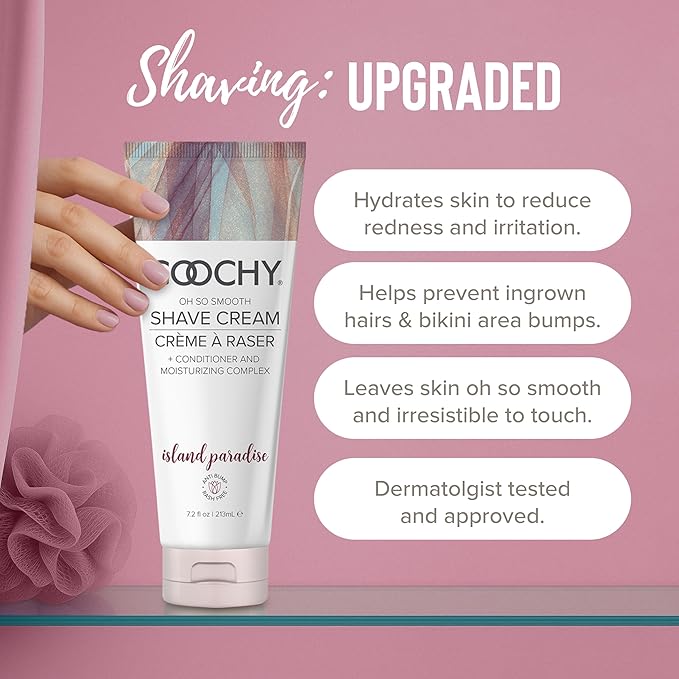 Coochy Shave Cream - Moisturizing Shave Lotion - Gentle Intimate Shaving Cream - For Bikini Area, Underarms, Legs & More - Rash-Free, Hydrating Formula - Island Paradise, 12.5 oz