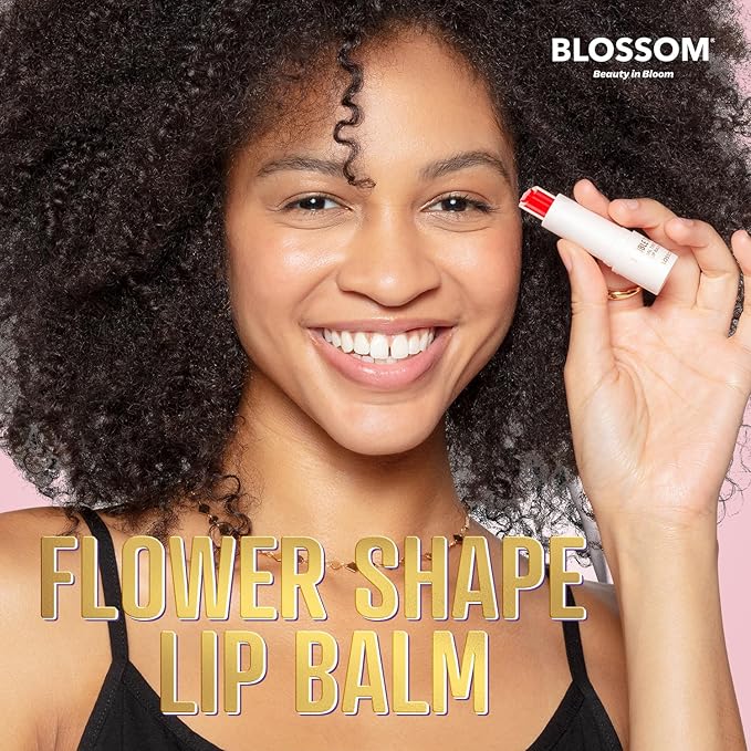 Blossom Double Take Flower Shaped Dual Tinted Moisturizing Lip Balm with Shea Butter, 0.13oz/3.6g, Cherry Red