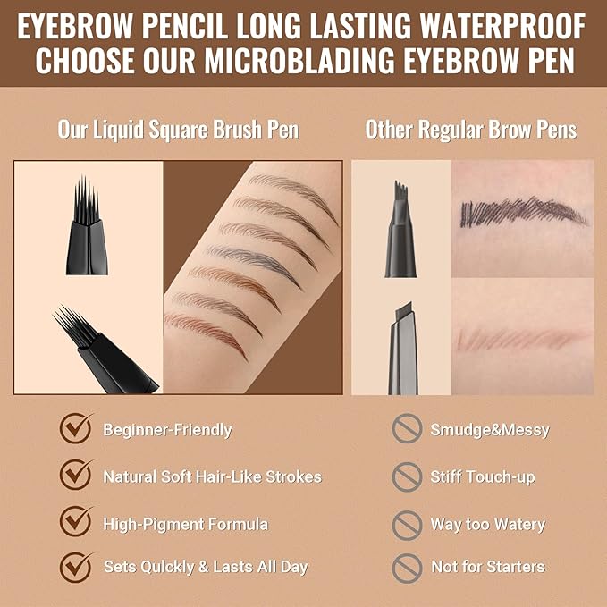iMethod Eyebrow Pen - Eyebrow Pencil,2-in-1 Eyeliner Dual-Ended Microblading Eyebrow Pencil Long Lasting Waterproof Hair-Like Brow Pencil,with Eyebrow Brush,Eyebrow Pencils for Women,Blonde