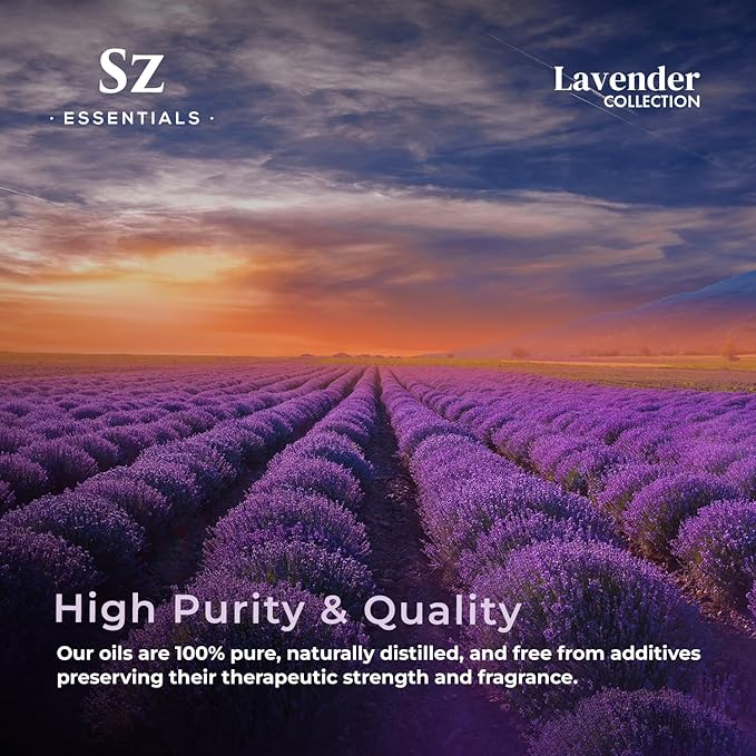 Lavender Essential Oils Collection - Grasse Lavender + High Altitude + Kashmir - Set of 3 Bottles (0.22 Fl Oz - 6.5ml Each)- 100% Pure, Natural & Undiluted - Therapeutic Grade & Vegan