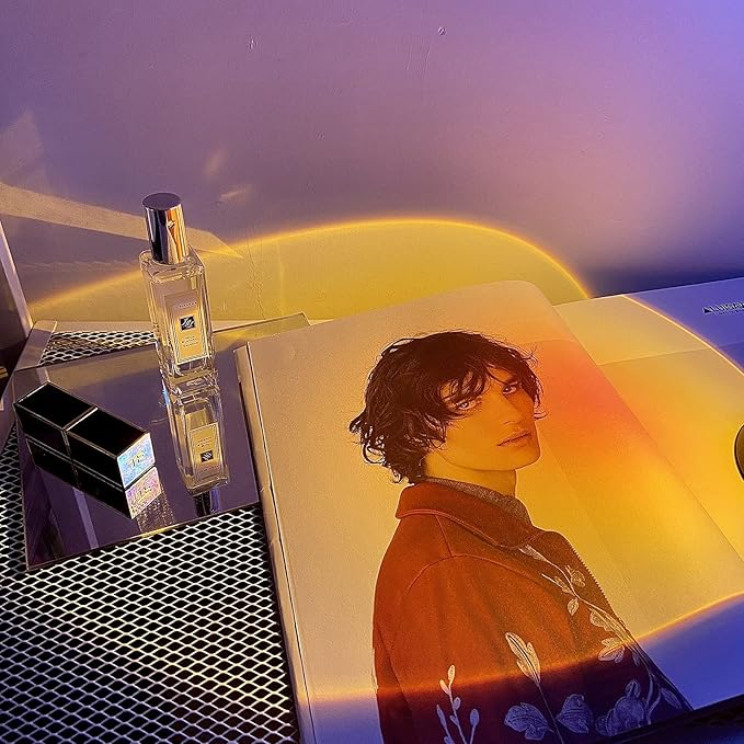 Amuou Sunset Lamp and Rainbow Lights,2 Colors in 1 Projector Sunset Light with 7 Levels of Adjustable 180 Degree Rotation Projection Led Night Light for Photography, Selfie, Tiktok and Home Decor