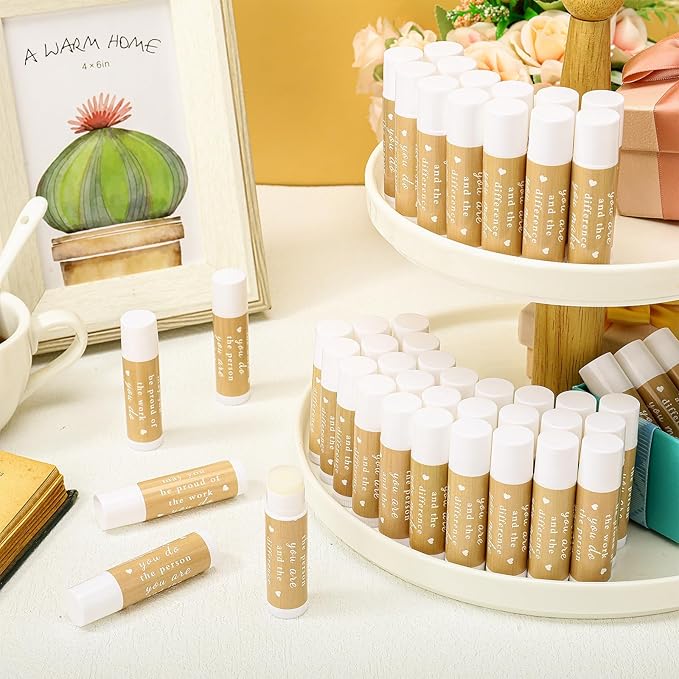 Demissle Thank You Gifts for Coworker Lip Balm Bulk Set Inspirational Appreciation Gifts Leaving Farewell Gifts Vanilla Ingredients Lips Care Products for Friends Teacher Worker Employee (36 Pcs)