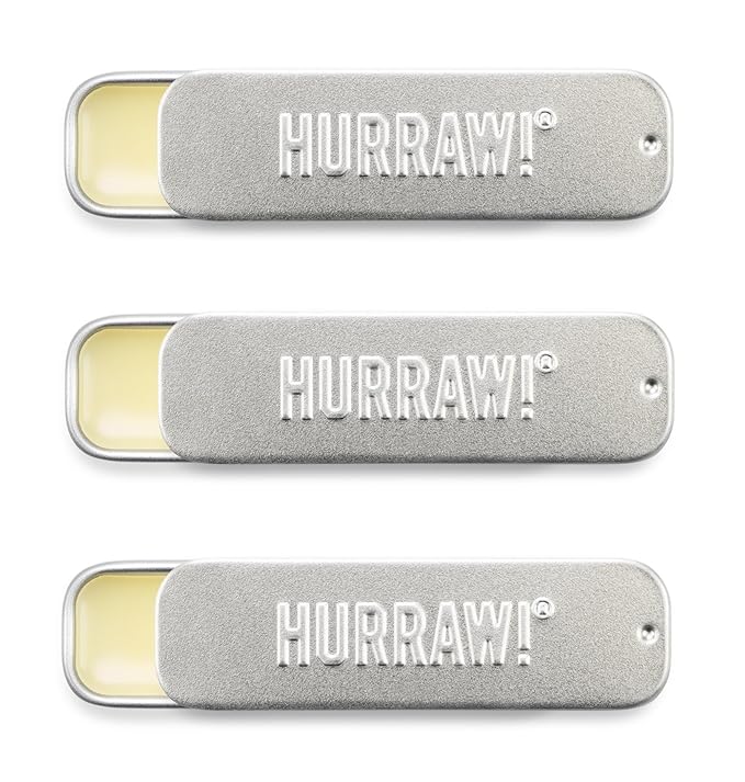 Hurraw! Coconut, Mint, Vanilla Lip Balm Slim Slider Tins, 3 Pack Bundle: Organic, Certified Vegan, Cruelty and Gluten Free. Non-GMO, All Natural Ingredients. Bee, Shea, Soy and Palm Free. Made in USA