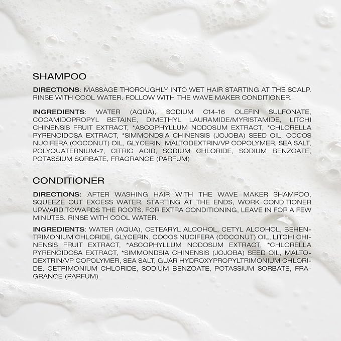 Raw Sugar Shampoo and Conditioner Set, The Wave Maker Hair Care Duo, 18 Fl Oz Each, Enhances Texture, Volume & Shine for Soft, Natural Wavy Curls, No Sulfates & Parabens, Color Safe, Vegan