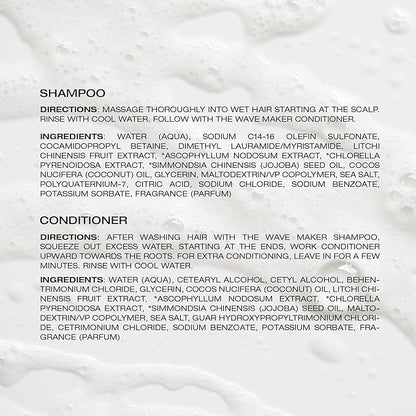 Raw Sugar Shampoo and Conditioner Set, The Wave Maker Hair Care Duo, 18 Fl Oz Each, Enhances Texture, Volume & Shine for Soft, Natural Wavy Curls, No Sulfates & Parabens, Color Safe, Vegan