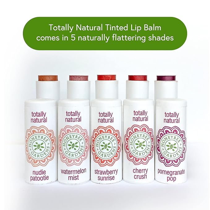 Honeybee Gardens Totally Natural Nudie Patootie Tinted Lip Balm, Nourishing Moisture With A Kiss Of Color, Vegan, Gluten-Free