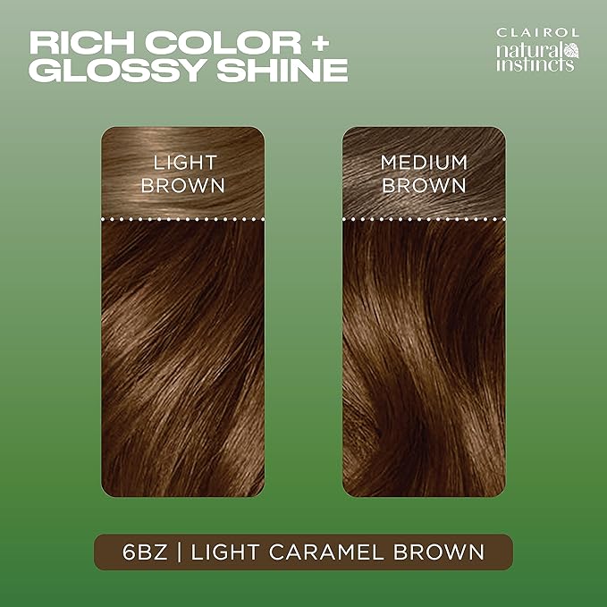 Clairol Natural Instincts Demi-Permanent Hair Dye, 6BZ Light Caramel Brown Hair Color, Pack of 1