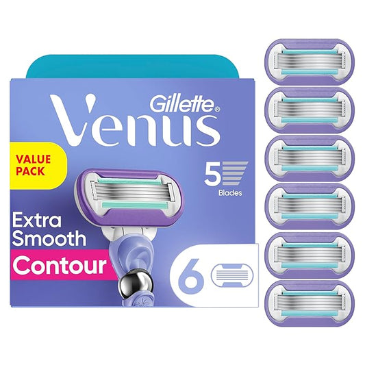 Gillette Venus Deluxe Smooth Swirl Womens Razor Blade Refills, 6 Count, Moisture Ribbon to Protect Against Irritation
