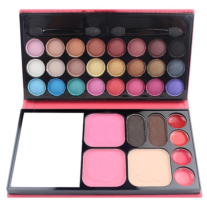 Cosmetic Make up Palette Set Kit, 24 Colors Eyeshadow/Lip Glosses/Eyebrow Powder/Blushers/Pressed Powder/Mirror/Brushes, All-in-One Makeup Gift Set for Teens Girls Beginners Pros