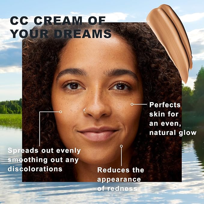 Lumene Color Correcting CC Cream - Lightweight Foundation - Medium Coverage - Redness Reducing Face Makeup for Glowing Complexion - Vegan Formula + Suitable for All Skin Types - Deep Tan (1 fl oz)