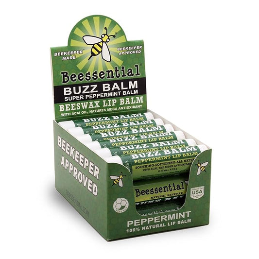 Beessential Natural Bulk Lip Balm, Peppermint, 18 Pack | For Men, Women, and Children. Great for Gifts, Showers, & More